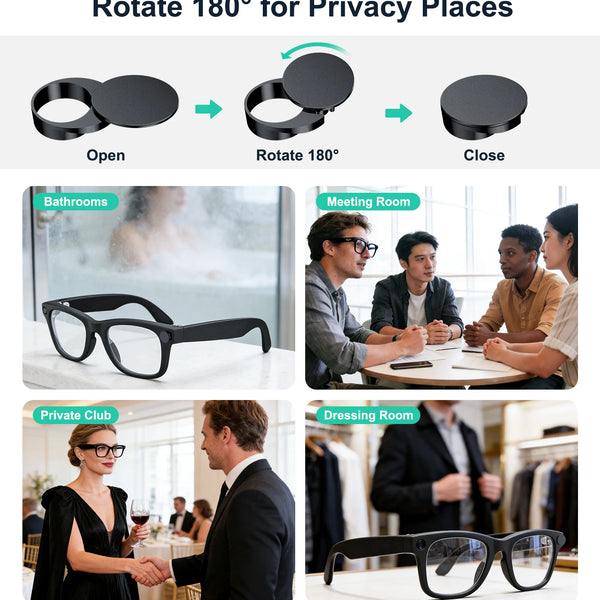 Rotating LED Privacy Cover for Meta Ray-Ban Smart Glasses