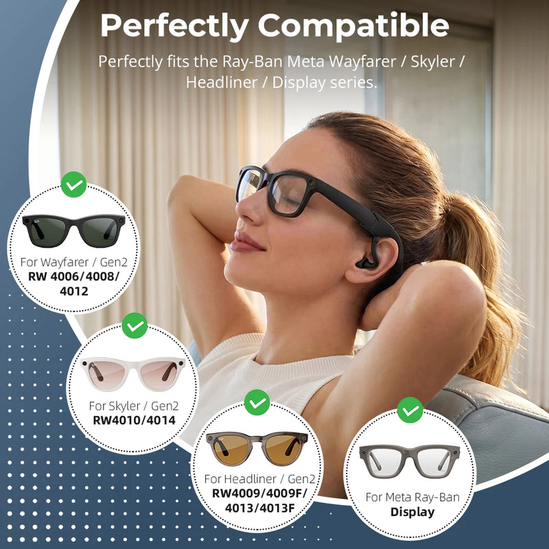 Clip-On Earphones for Ray-Ban Meta Smart Glasses