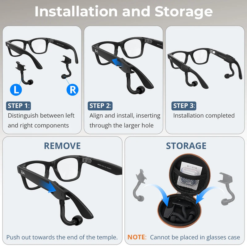 Clip-On Earphones for Ray-Ban Meta Smart Glasses
