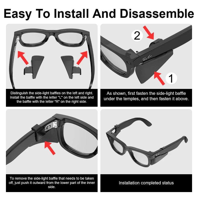 Anti-Glare Side Shields for Ray-Ban Meta Wayfarer, Skyler & Headliner